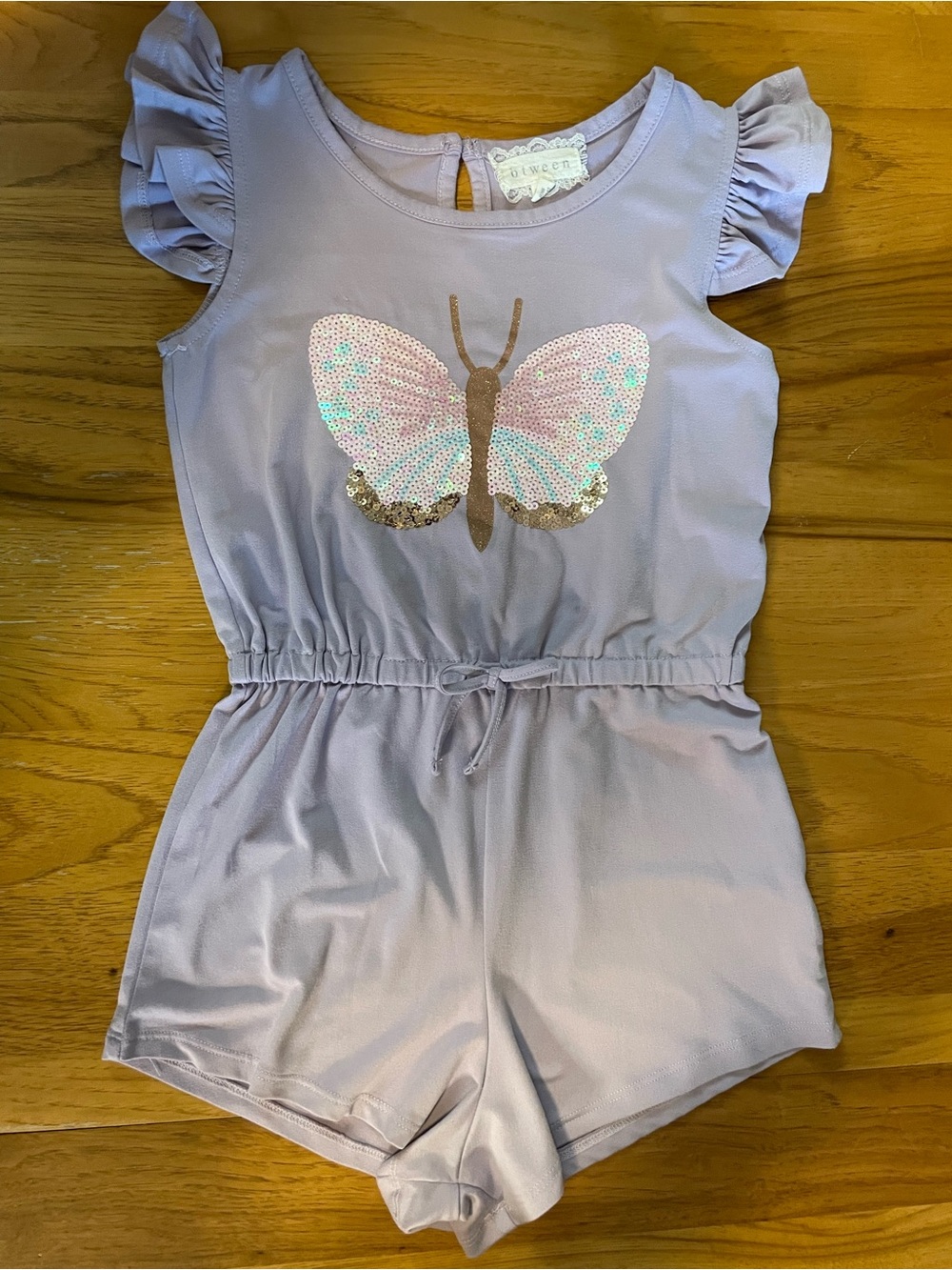 btween Lilac Sequin Butterfly Romper